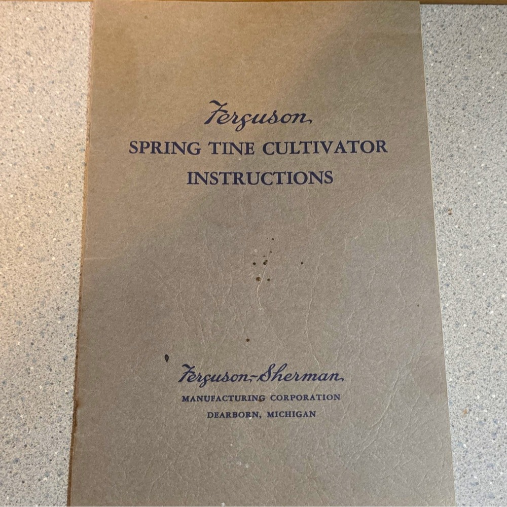 Ferguson-Sherman Spring Tine Cultivator Instructions Manual Ford